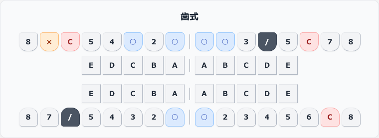 混合歯列:永久歯と乳歯を同時に表示